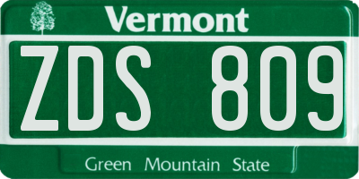 VT license plate ZDS809
