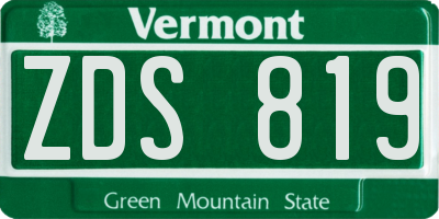 VT license plate ZDS819