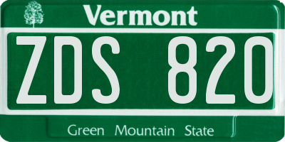 VT license plate ZDS820