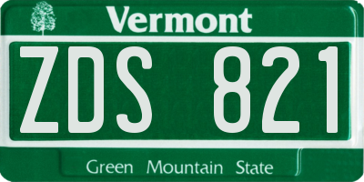 VT license plate ZDS821