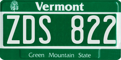 VT license plate ZDS822