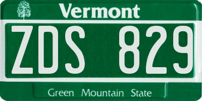 VT license plate ZDS829