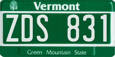 VT license plate ZDS831
