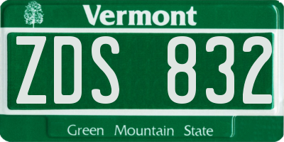 VT license plate ZDS832
