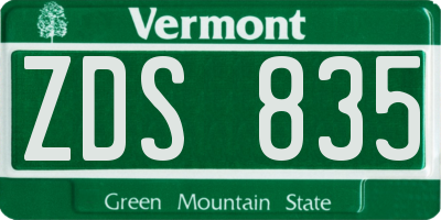 VT license plate ZDS835