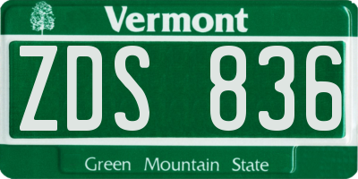 VT license plate ZDS836