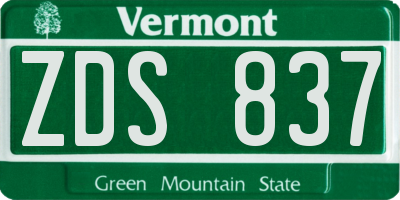 VT license plate ZDS837