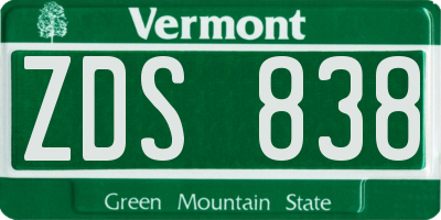 VT license plate ZDS838