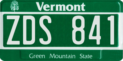 VT license plate ZDS841