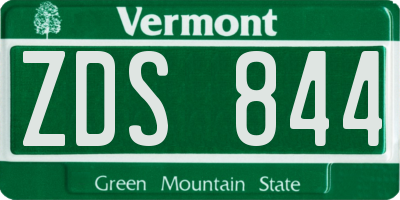 VT license plate ZDS844