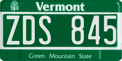 VT license plate ZDS845