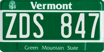 VT license plate ZDS847