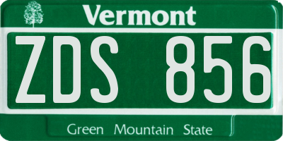 VT license plate ZDS856