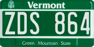 VT license plate ZDS864