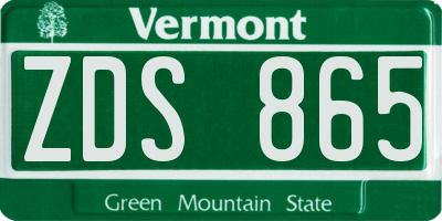 VT license plate ZDS865