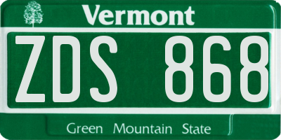 VT license plate ZDS868