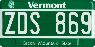VT license plate ZDS869