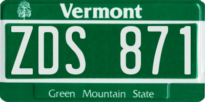 VT license plate ZDS871