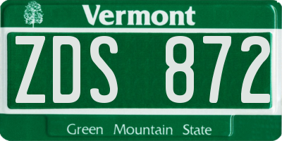 VT license plate ZDS872