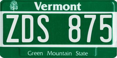 VT license plate ZDS875