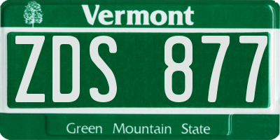 VT license plate ZDS877
