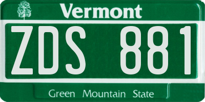VT license plate ZDS881