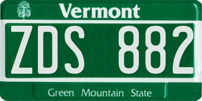 VT license plate ZDS882