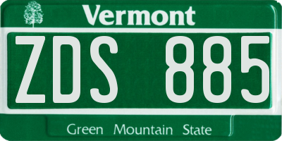 VT license plate ZDS885