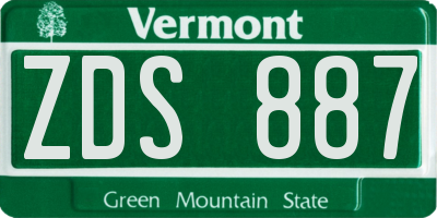 VT license plate ZDS887