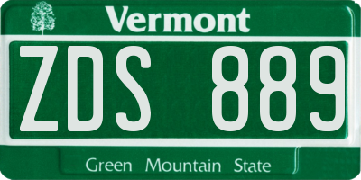 VT license plate ZDS889