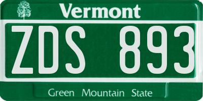 VT license plate ZDS893