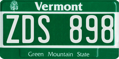 VT license plate ZDS898