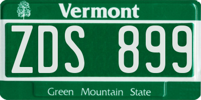 VT license plate ZDS899