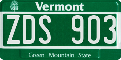 VT license plate ZDS903
