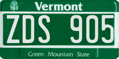 VT license plate ZDS905
