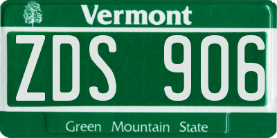 VT license plate ZDS906