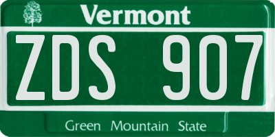 VT license plate ZDS907