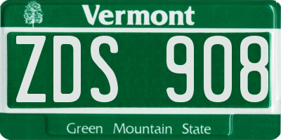 VT license plate ZDS908