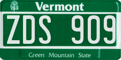 VT license plate ZDS909