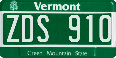 VT license plate ZDS910