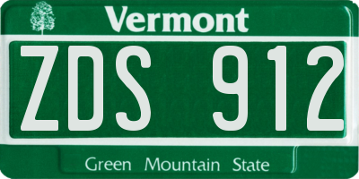 VT license plate ZDS912