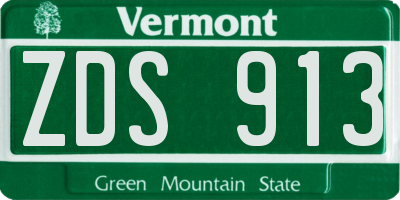 VT license plate ZDS913