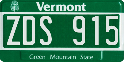 VT license plate ZDS915