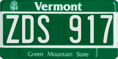 VT license plate ZDS917