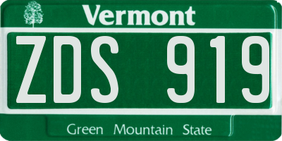 VT license plate ZDS919