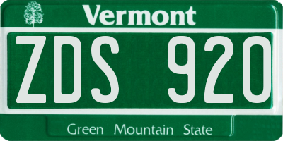 VT license plate ZDS920