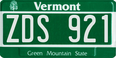 VT license plate ZDS921