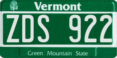 VT license plate ZDS922