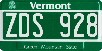 VT license plate ZDS928