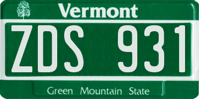 VT license plate ZDS931